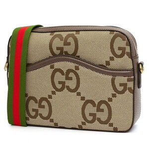 Gucci ebony canvas GG Jumbo Camel leather Tan Messenger Bag brown